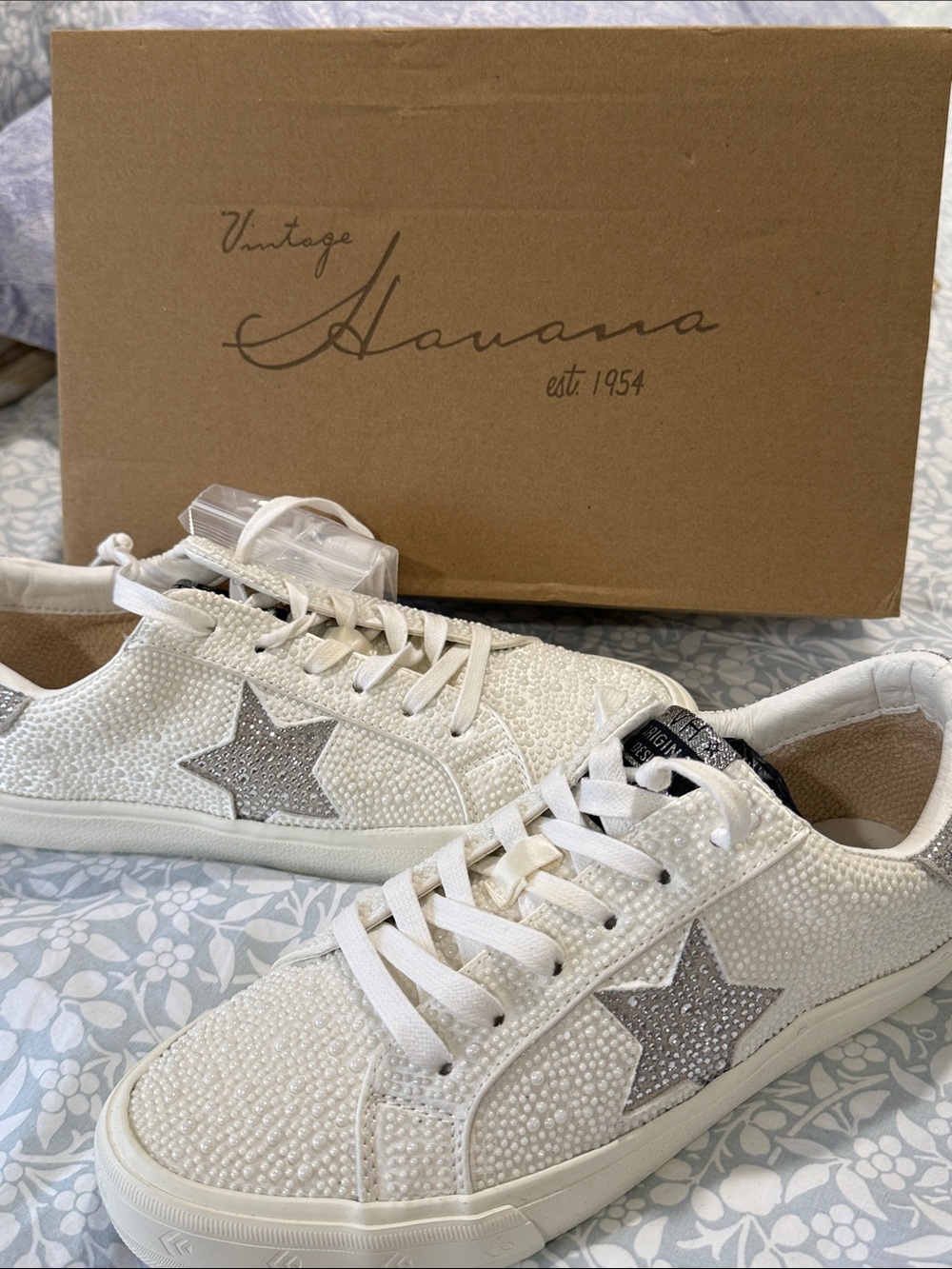 Vintage Havana pearl and rhinestone sneaker. New with tags. 7.5